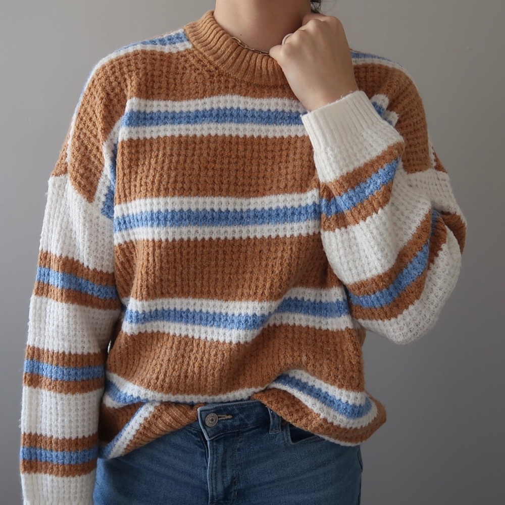 Aerie Soft Striped Mockneck Sweater